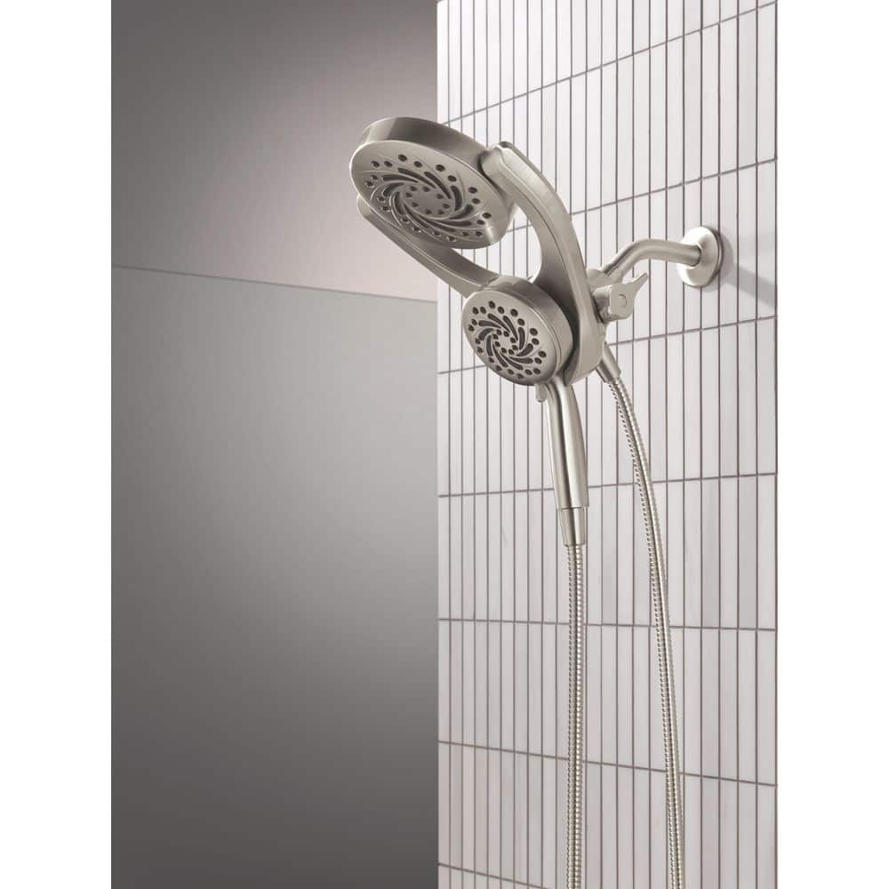 Brushed Nickel Dual Shower Head with Handheld and Rain Options