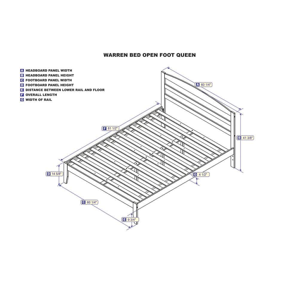 Espresso Queen Wood Platform Bed with Slatted Headboard