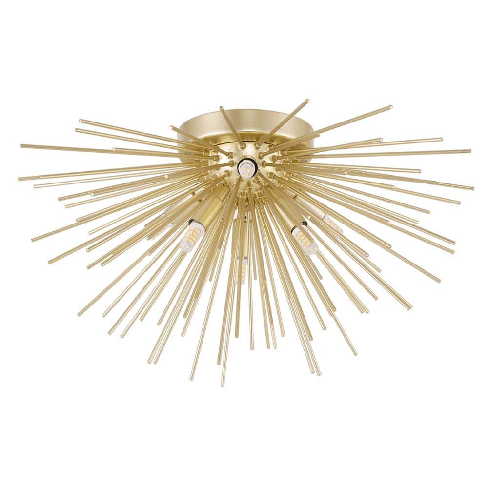 Gold Glass Globe LED Contemporary Flush Mount Light
