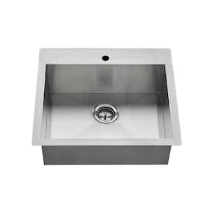 Edgewater Zero Radius Dual Mount Stainless Steel 25 in. 1-Hole Single Bowl Kitchen Sink Kit