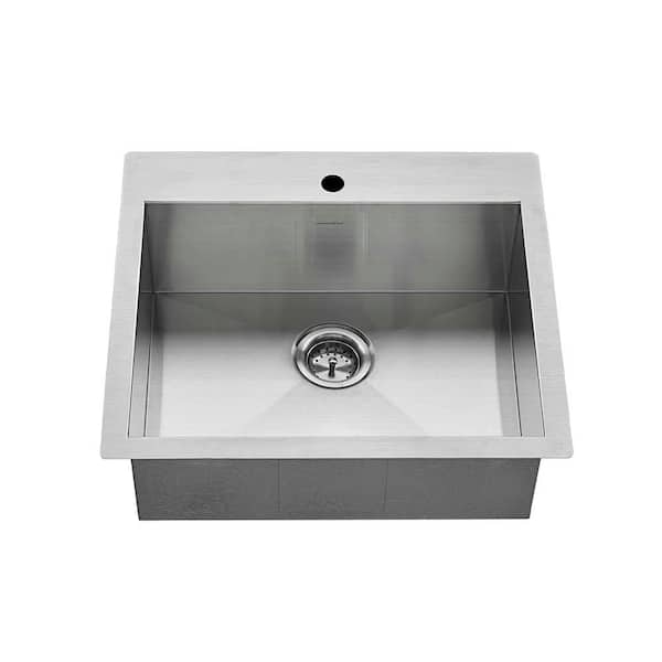 American Standard Edgewater Zero Radius Dual Mount Stainless Steel 25 in. 1-Hole Single Bowl Kitchen Sink Kit