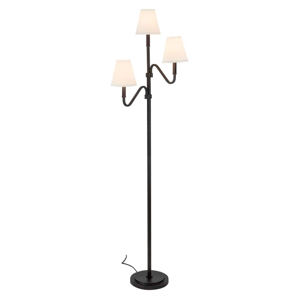 Sloan 68-in Matte Black Floor Lamp with White Linen Shades price history on PriceWatchPro