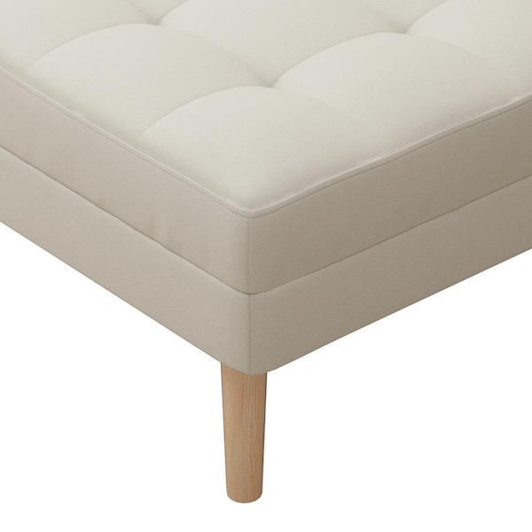 Beige Polyester Ottoman Chaise Lounge for Small Space with Pillow OSB4039 -  The Home Depot