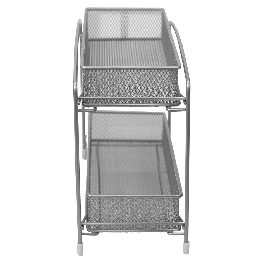 2 Tier Mesh Helper Shelf Tower, White