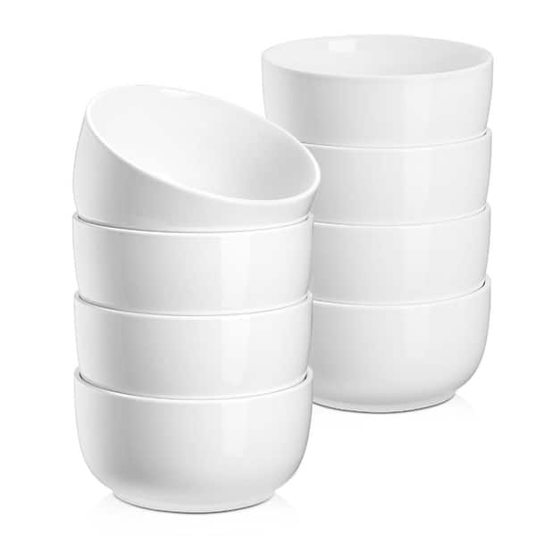 12 oz White Porcelain Small Dessert and Soup Bowls 4.5 in Diameter Salad and Cereal Bowls Set of 8