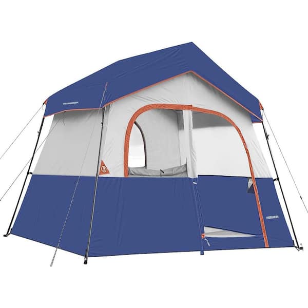 6-Person Navy Blue Camping Tents Portable Family Cabin Tent Windproof Fabric Camp Tent for Hiking, Backpacking Traveling