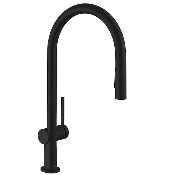 Hansgrohe Talis N Single Handle Pull Down Sprayer Kitchen Faucet with QuickClean in Matte Black