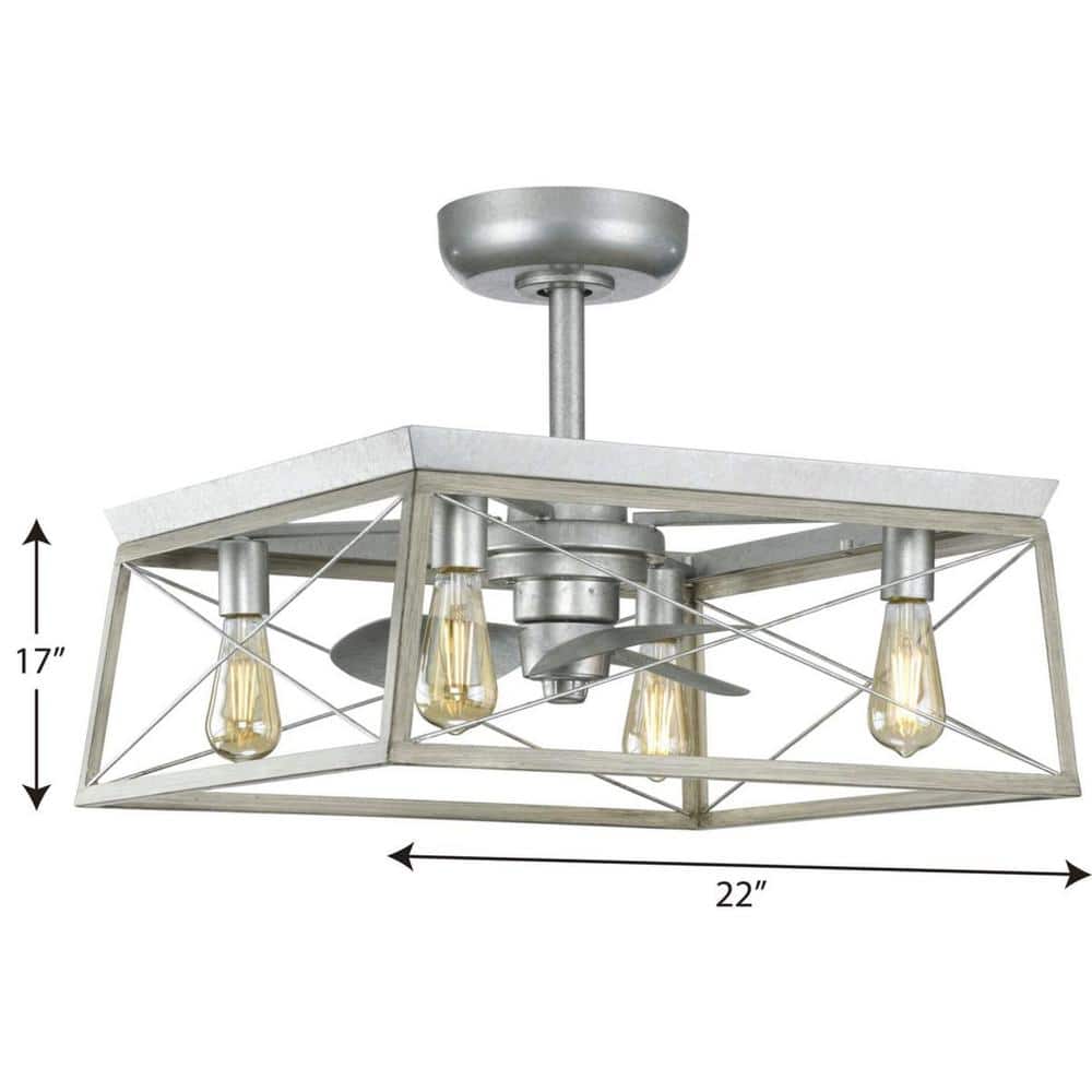 Briarwood 22-Inch Galvanized Farmhouse Ceiling Fan with Light and Remote