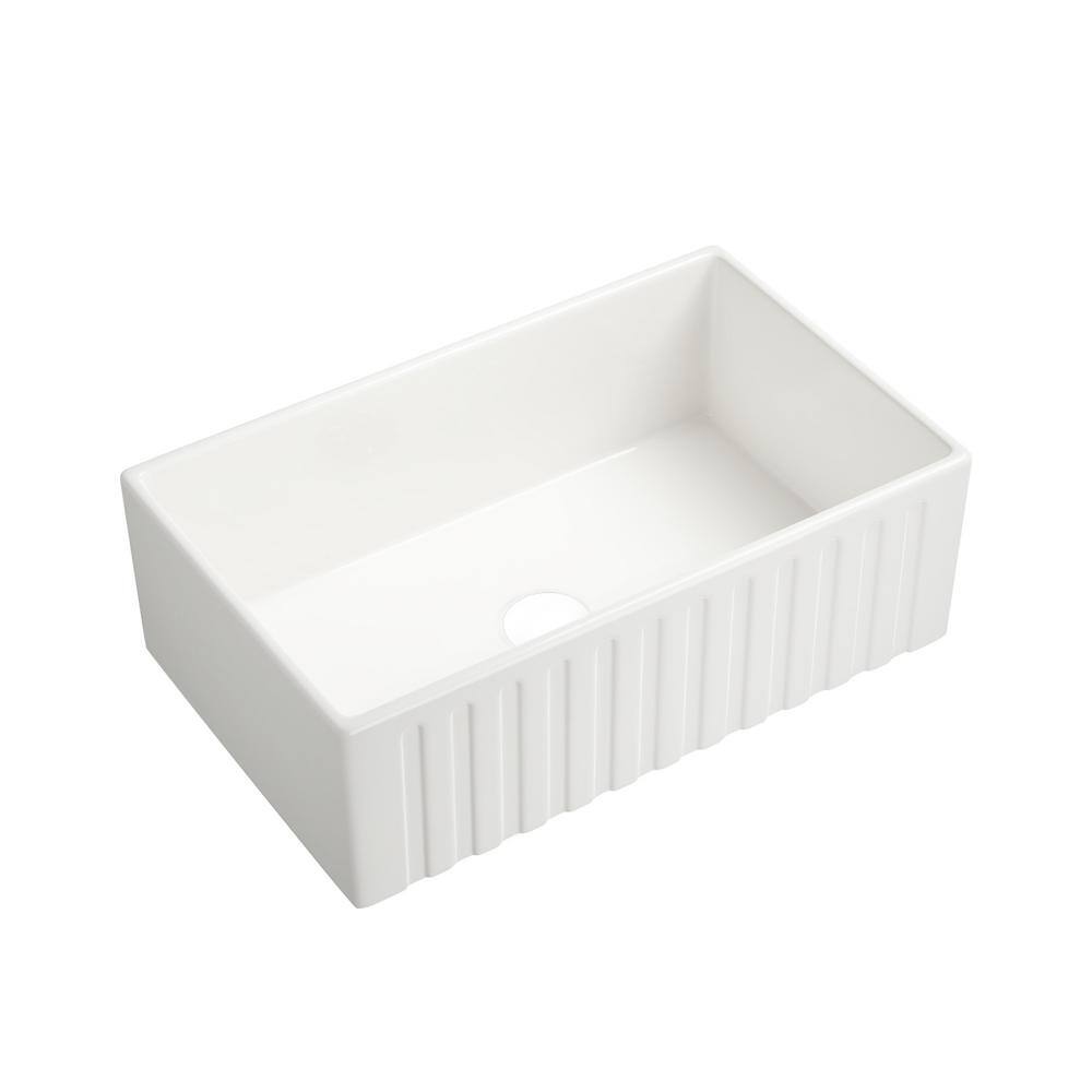 30 in. Farmhouse Single Bowl White Ceramic Kitchen Sink