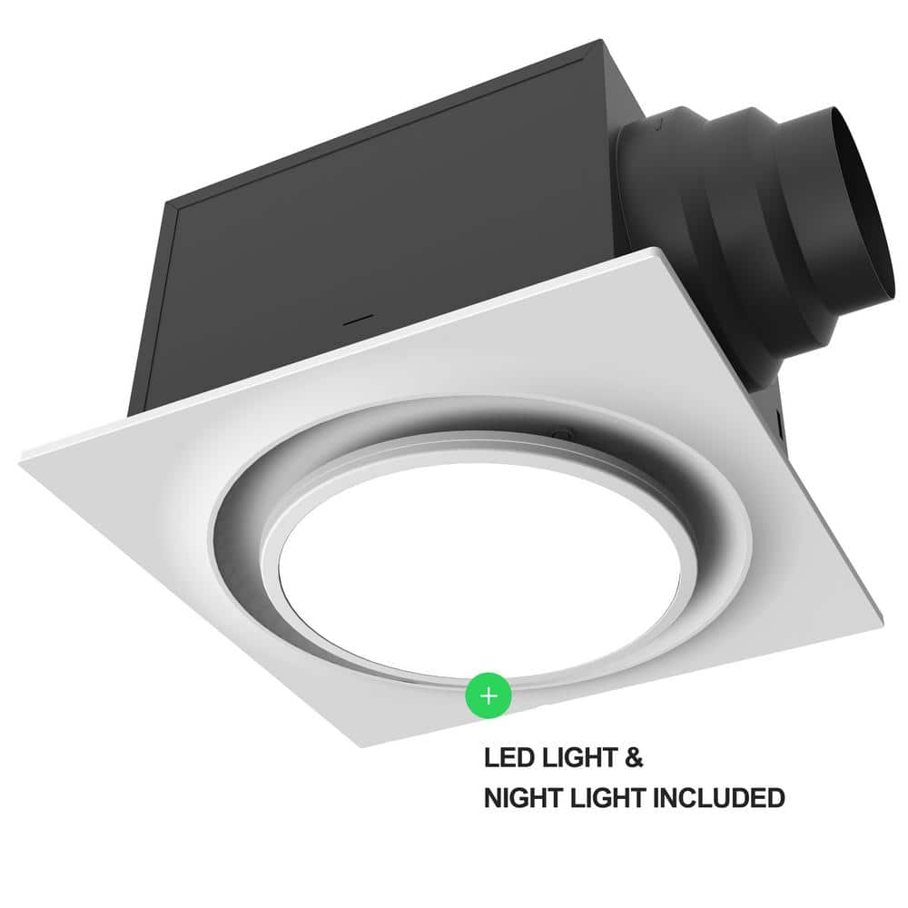 White Energy Star Ceiling Mount Bathroom Fan with LED Light