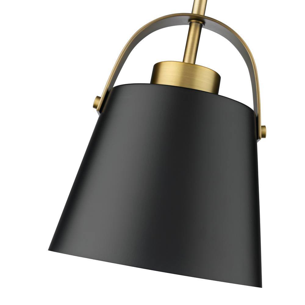 Contemporary Matte Black & Heritage Brass Mini Pendant Light