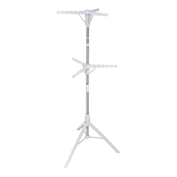 Honey-Can-Do 28.5 in. W x 73.5 in. H White Steel and Plastic 2-Tier Tripod Drying Rack
