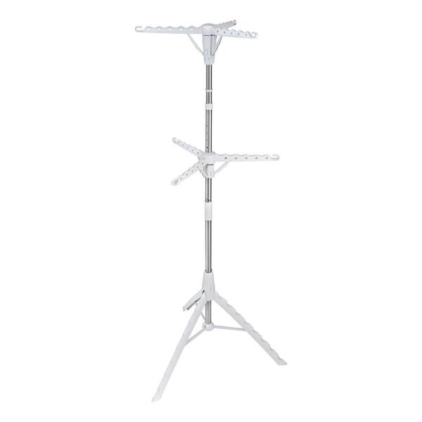 Photo 1 of 28.5 in. W x 73.5 in. H White Steel and Plastic 2-Tier Tripod Drying Rack