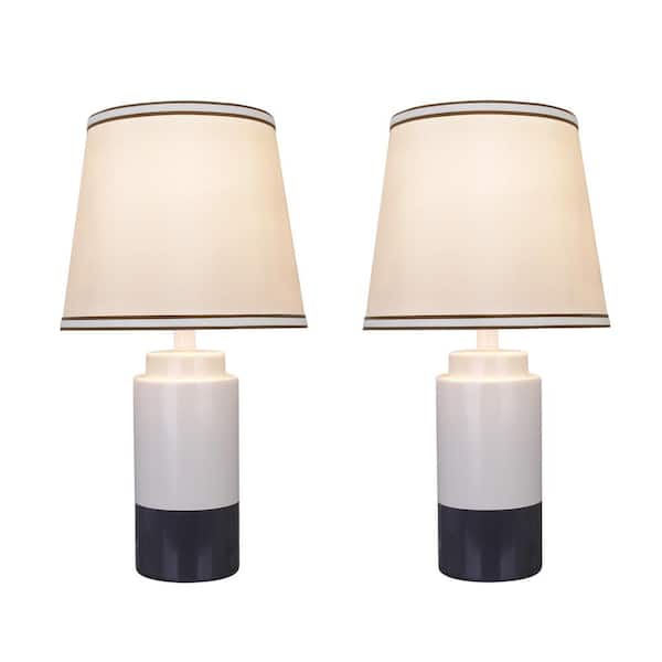 Grey Ceramic Table Lamp, 18 Lamp Shade White Gold