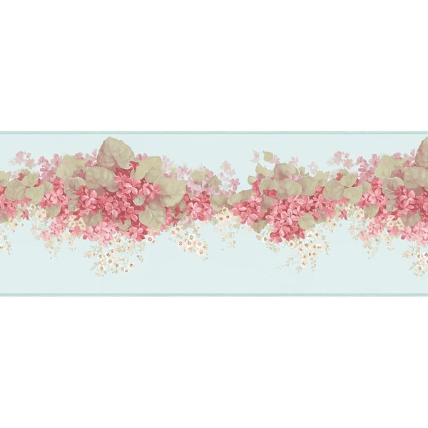 Norwall Hortensia Teal, Pink Wallpaper Border