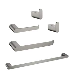 5-Piece Bath Hardware Set with Towel Bar Toilet Paper Holder and Towel Hook in Gray