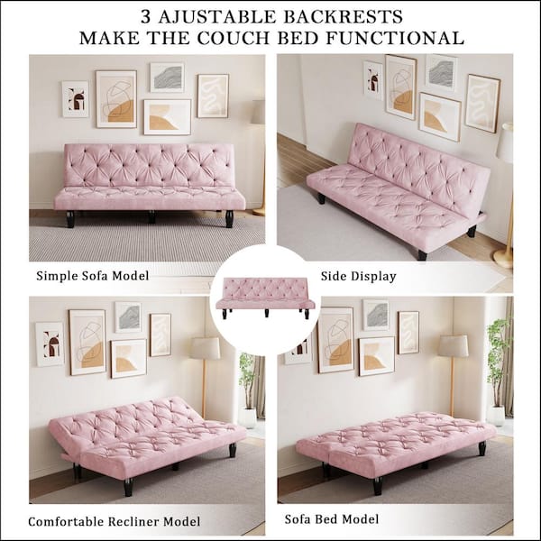 Baby pink velvet online sofa