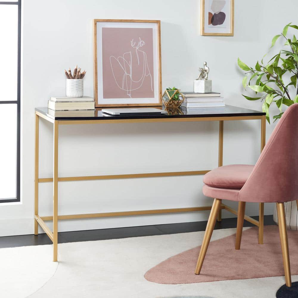 Nova Black and Gold Wood Writing Desk