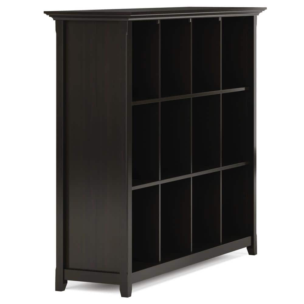 Hickory Brown 57" Solid Wood 12-Cube Storage Bookcase