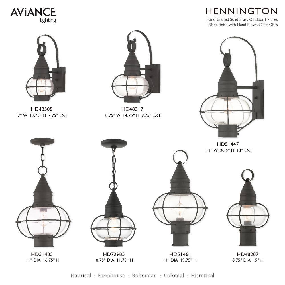 Black Nautical Outdoor Pendant Light with Clear Glass Globe