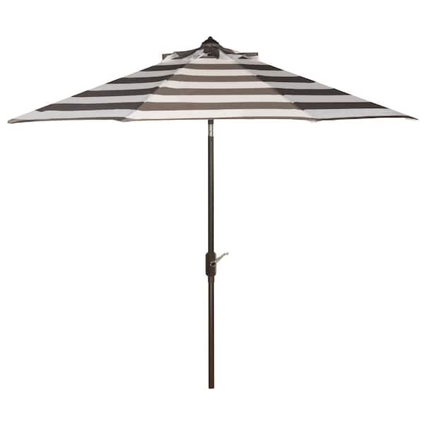 SAFAVIEH Iris 11 ft. Aluminum Market Tilt Patio Umbrella in Gray/White