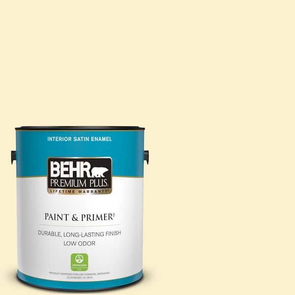BEHR PREMIUM PLUS 1 gal. #380C-2 Desert Lily Satin Enamel Low Odor Interior Paint & Primer