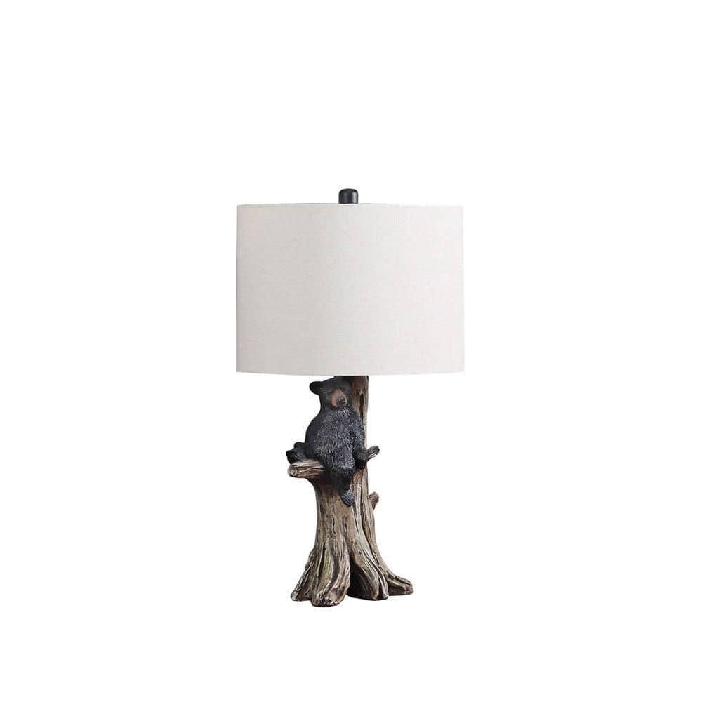 24 in. Black Bear on Tree Polyresin Table Lamp with Beige Drum Shade and In-Line Switch for Bedroom, Living Room, Office price history on PriceWatchPro