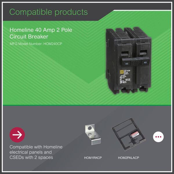 Square D QOB240CP 40-Amp 2-Pole Bolt-On Circuit Breaker – 120/240V, 10k AIR, Visi-Trip