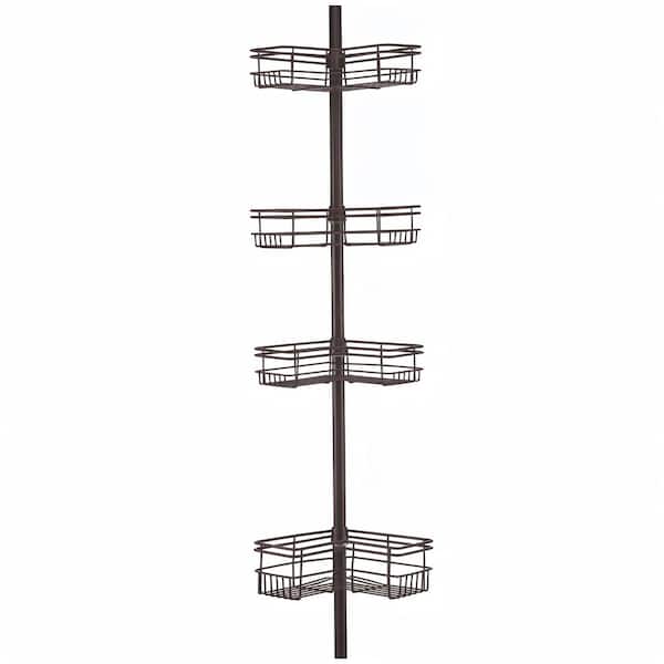 Tension Pole Shower Caddy Corner Organizer, Adjustable Standing Shower Caddy with 4 Removable Baskets, Oil Rubbed Bronze