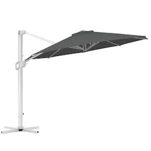 11 ft. Aluminum Patio Offset Umbrella Outdoor Cantilever Umbrella, 360° Rotation Device in Dark Grey