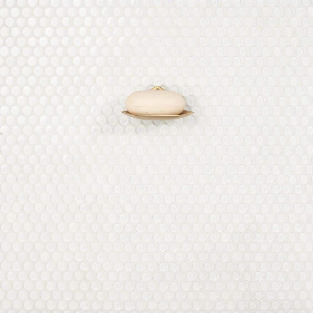 Super White Polished Glass Penny Round Mosaic Tile Sheet