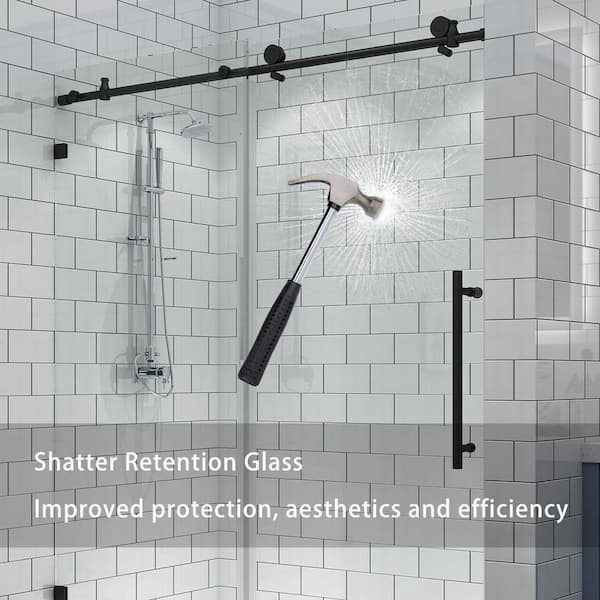 APLUS VICTORIA-D 45~60 in. W x 78 in. H, Frameless Sliding Shower Door,  5/16 Clear Glass. VT-D Shower Door Set