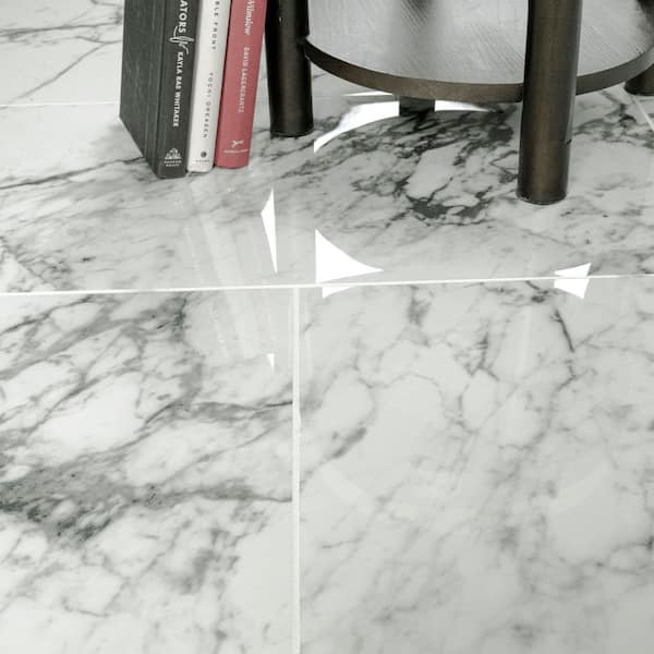 Donatello 16 in. x 32 in. Polished Porcelain Marble Look Floor and Wall Tile (14.2 sq. ft./Case) Donatello 16 in. x 32 in. Polished Porcelain Marble Look Floor and Wall Tile (14.2 sq. ft./Case)