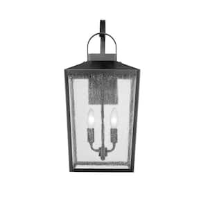 Devens 2 Light 10 in. Powder Coated Black Outdoor with Clear Seeded Glass
