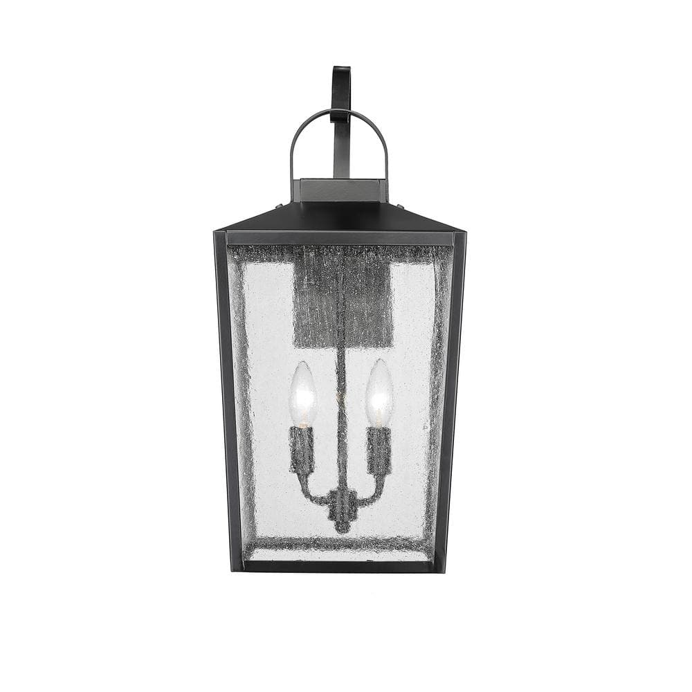 Devens 2-Light 10 in. Powder Coated Black Outdoor with Clear Seeded Glass price history on PriceWatchPro