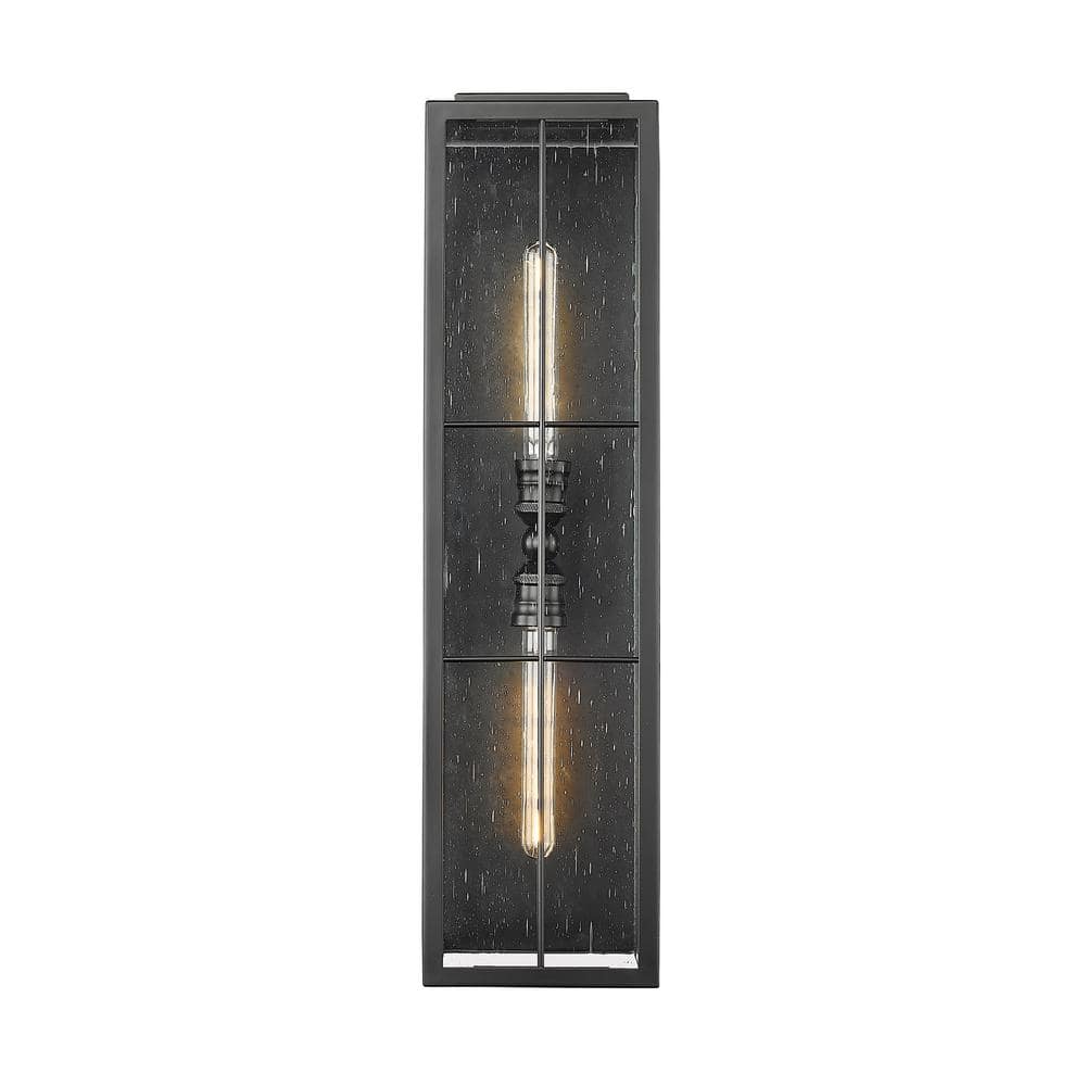 Jaxson 2-Light 7.5 in. Wide Powder Coated Black Outdoor Coach Wall Sconce with Clear Seeded Glass price history on PriceWatchPro