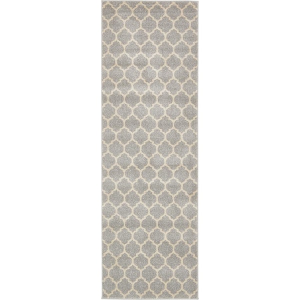 Unique Loom Trellis Philadelphia Light Gray/Beige 2' 7 x 8' 0 Runner Rug