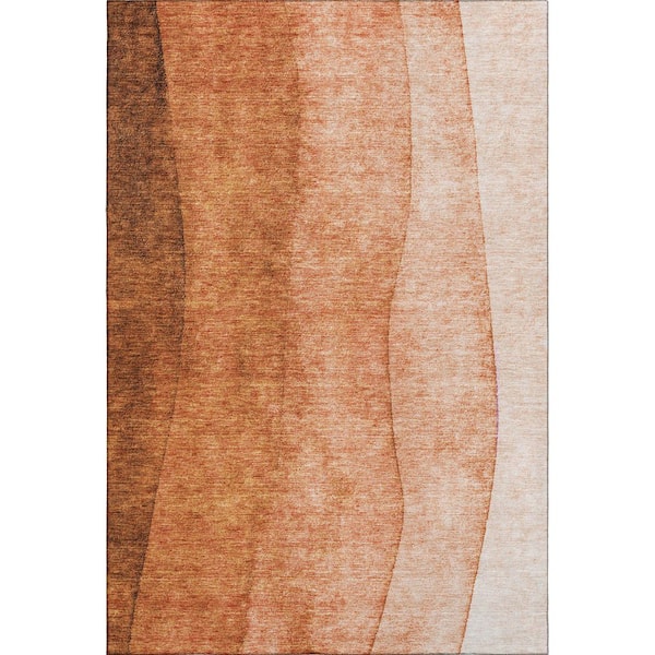 Mayfield Premium Machine Washable Indoor/Outdoor Geometric AMF625 Paprika 5 ft. x 7 ft. 6 in. Area Rug