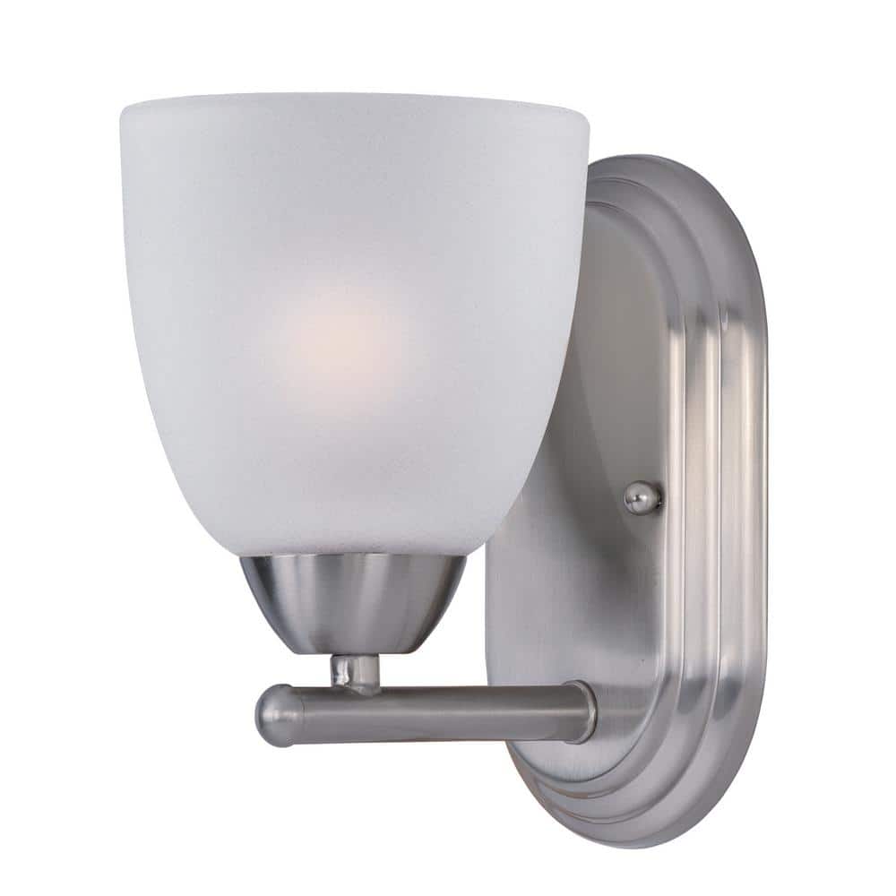 Satin Nickel Dimmable Outdoor Wall Sconce with Frosted Glass