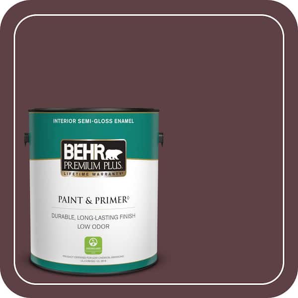 BEHR PREMIUM PLUS 1 gal. #MQ1-49 Raspberry Truffle Semi-Gloss Enamel Low Odor Interior Paint & Primer