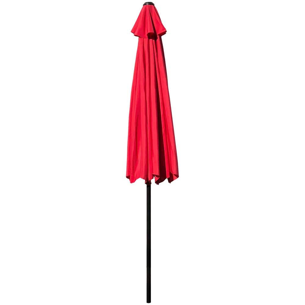 7.5 ft Red Round Market Patio Umbrella with Metal Pole