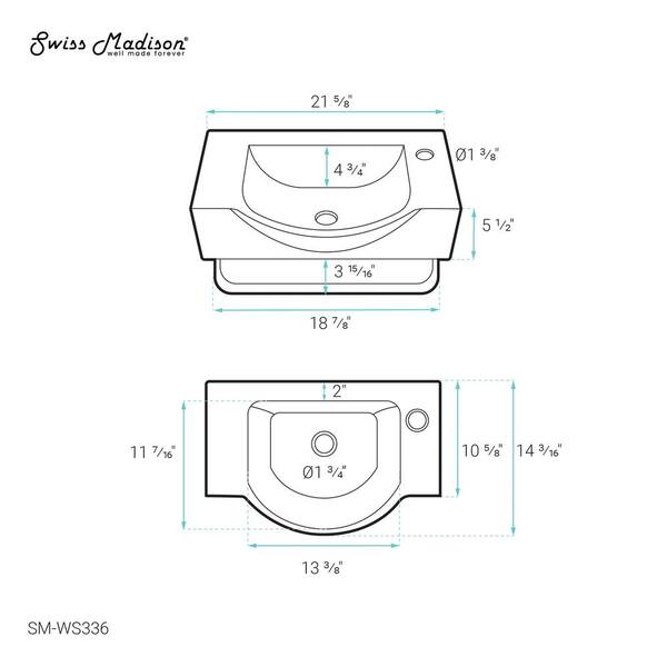 Swiss Madison Chateau 21.5 in. Right Side Faucet Wall-Mount