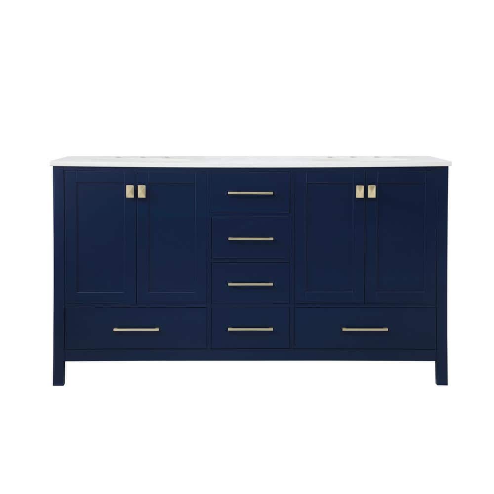 Timeless Home 60 in. W x 22 in. D x 34 in. H Double Bathroom Vanity in Blue