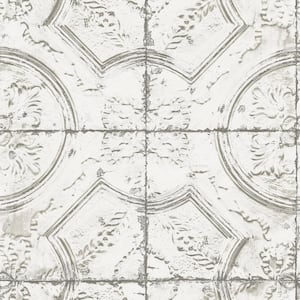 Newport Tin Tile Whites & Off-Whites Wallpaper Sample