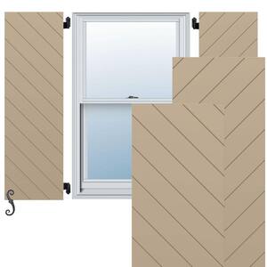 EnduraCore Diagonal Slat Modern Style 15-in W x 76-in H Raised Panel Composite Shutters Pair in Primed