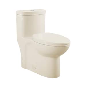 Sublime 1-Piece 0.8/1.28 GPF Dual Flush Elongated Toilet in Bisque with Seat Included