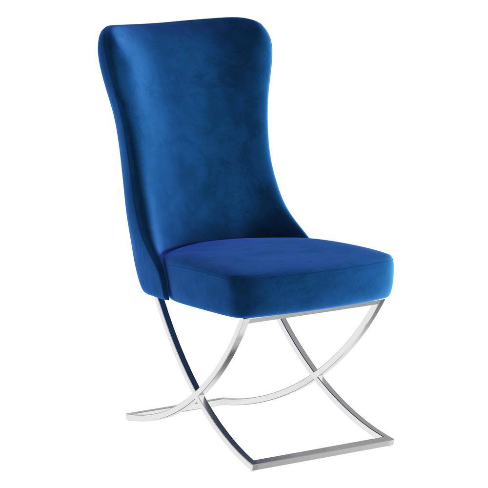 Majestic Blue High Back Microfiber Upholstered Dining Chair Set