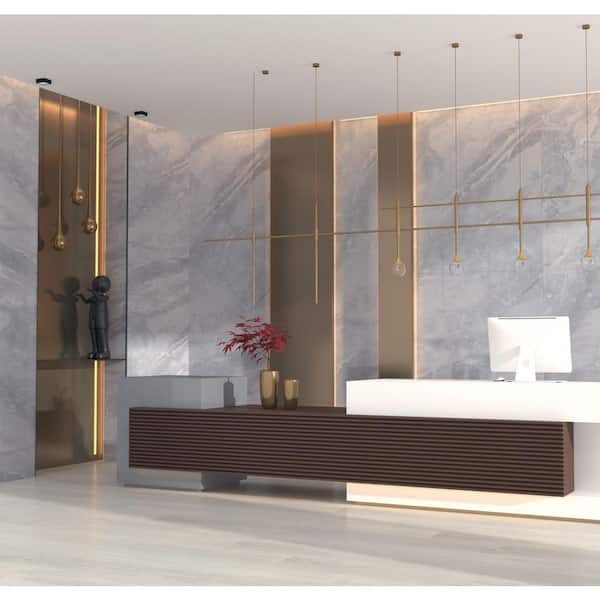 WALLS 0.35 in. x 3.42 ft. x 10 ft. Rose Pink Gold Metallic Finished PVC Square Edge Decorative Wall Paneling