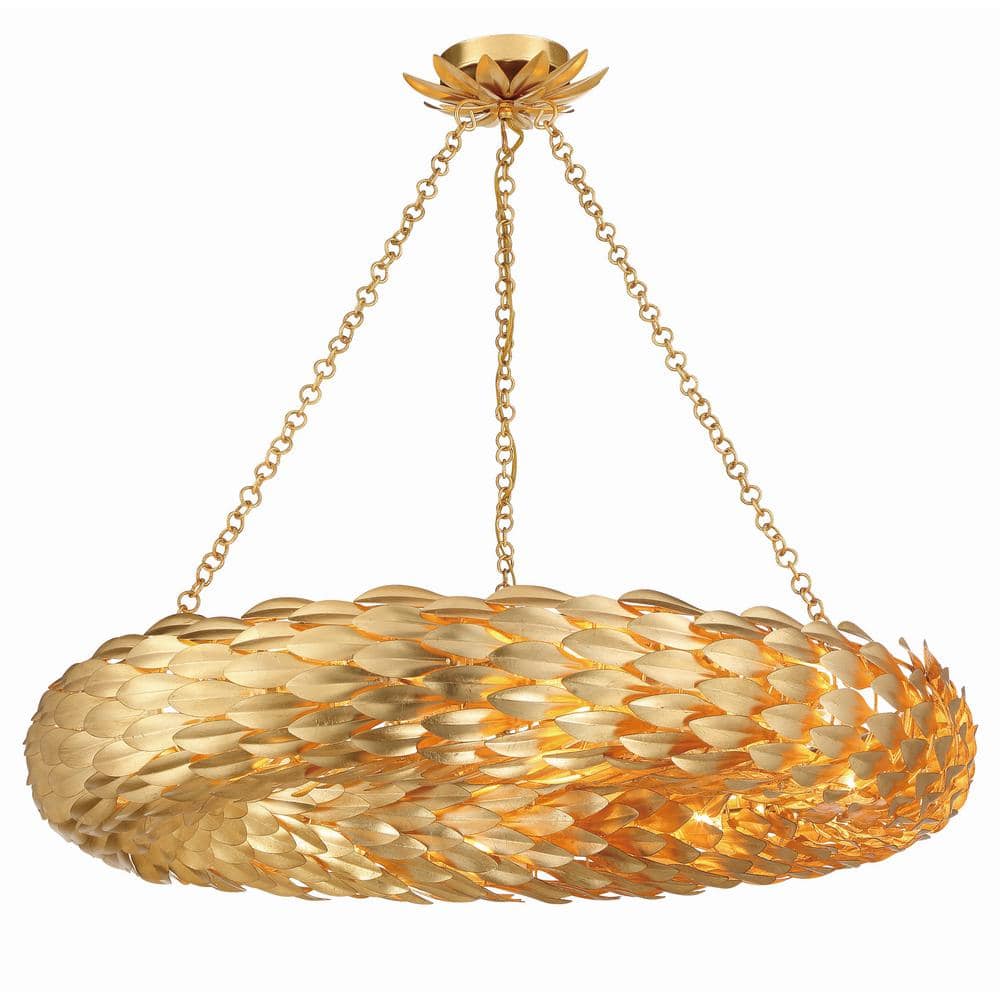 Antique Gold Crystal 8-Light Candle Chandelier