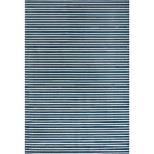 Aarhus High-Low Minimalist Scandi Striped Navy/ivory 8 ft. x 10 ft. Indoor/Outdoor Area Rug